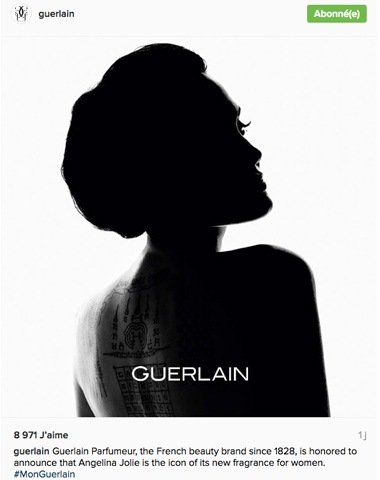 Angelina Jolie pose pour la campagne de la nouvelle fragrance Guerlain